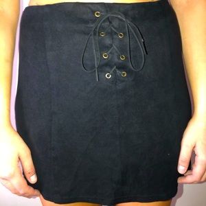 Suede Black Mini Skirt